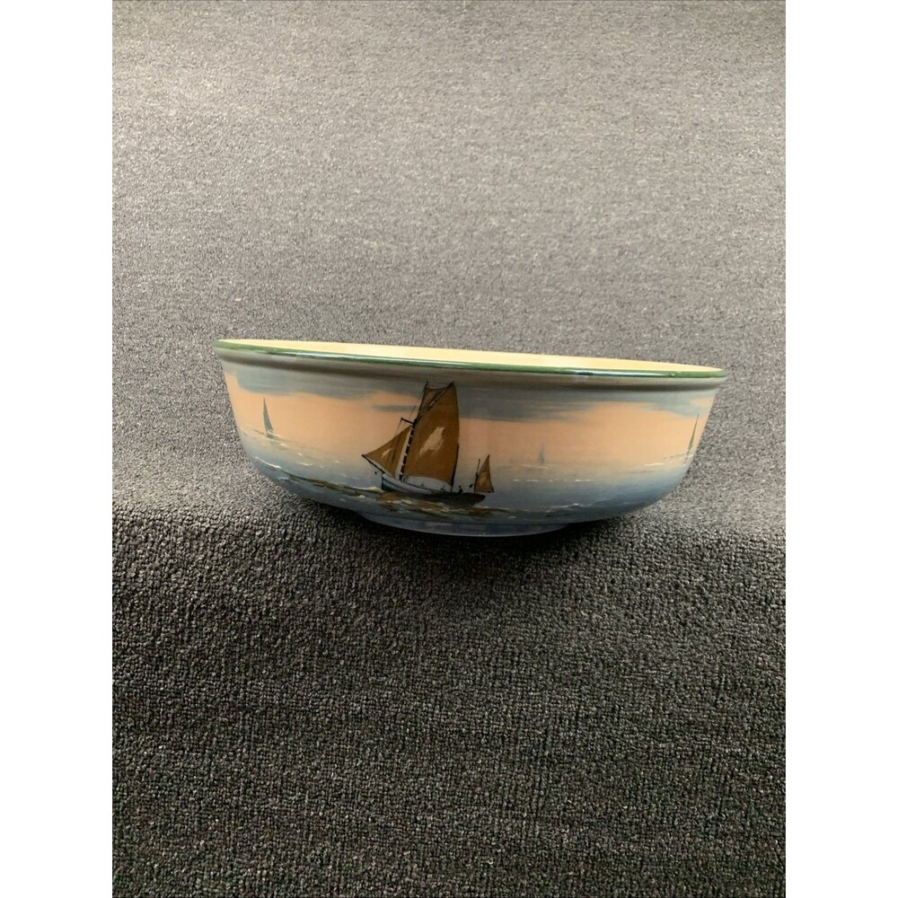Vintage Antique Royal Doulton 15” Sailing Ships Wash Water Basin Fruit Bowl